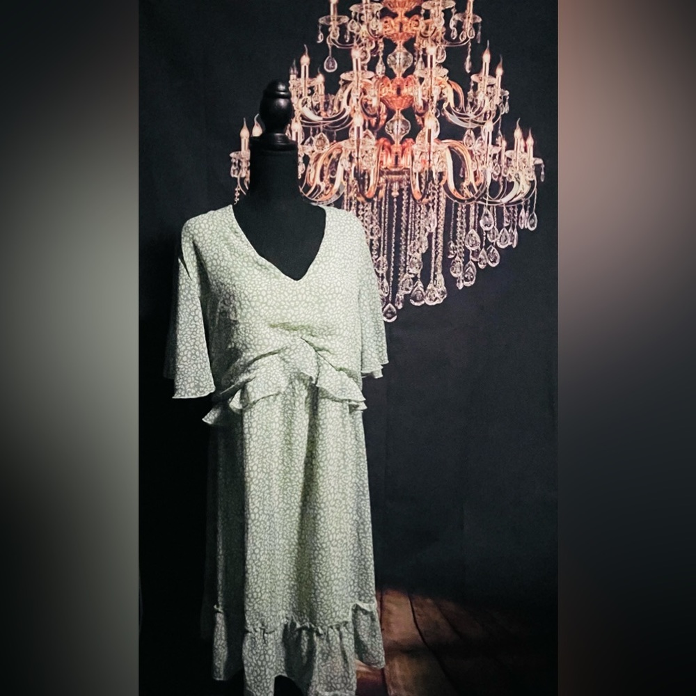 Light green and white dress